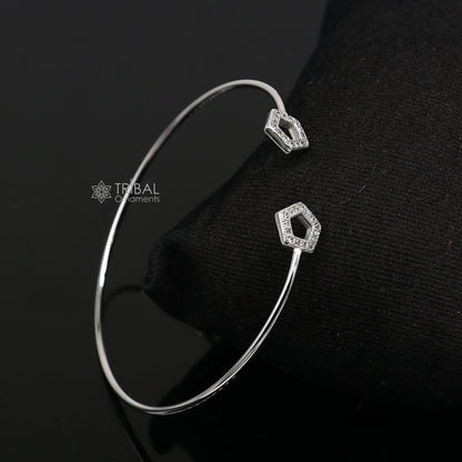925 sterling silver handmade amazing trendy stylish girl's cuff kada bracelet, best delicate unique light weight gifting for girls cuff170 - TRIBAL ORNAMENTS