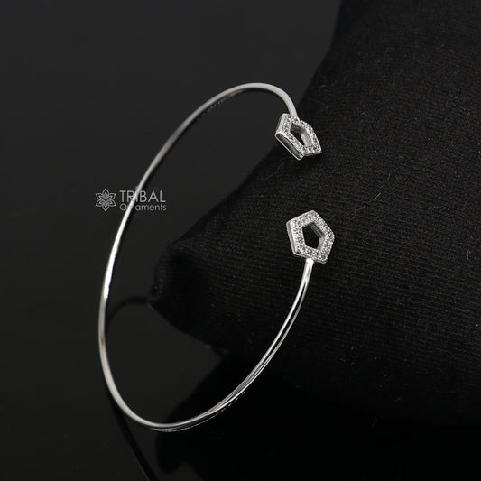 925 sterling silver handmade amazing trendy stylish girl's cuff kada bracelet, best delicate unique light weight gifting for girls cuff170 - TRIBAL ORNAMENTS