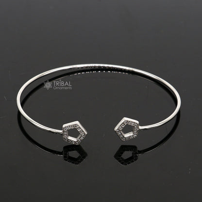 925 sterling silver handmade amazing trendy stylish girl's cuff kada bracelet, best delicate unique light weight gifting for girls cuff170 - TRIBAL ORNAMENTS