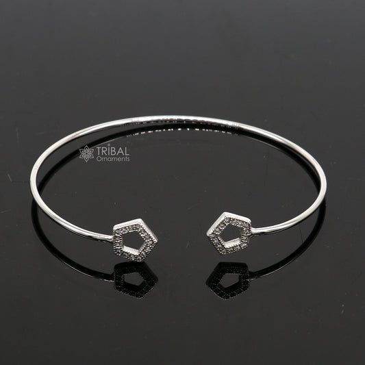 925 sterling silver handmade amazing trendy stylish girl's cuff kada bracelet, best delicate unique light weight gifting for girls cuff170 - TRIBAL ORNAMENTS