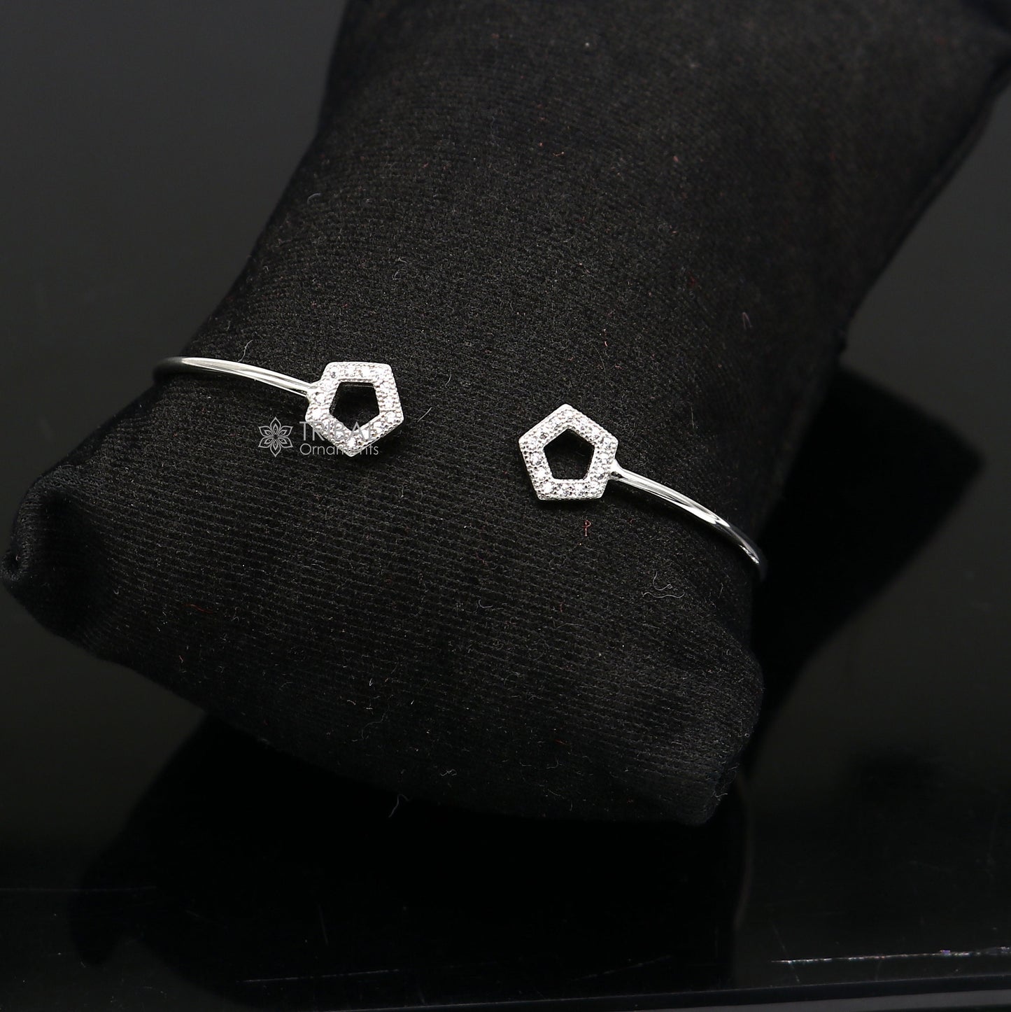 925 sterling silver handmade amazing trendy stylish girl's cuff kada bracelet, best delicate unique light weight gifting for girls cuff170 - TRIBAL ORNAMENTS