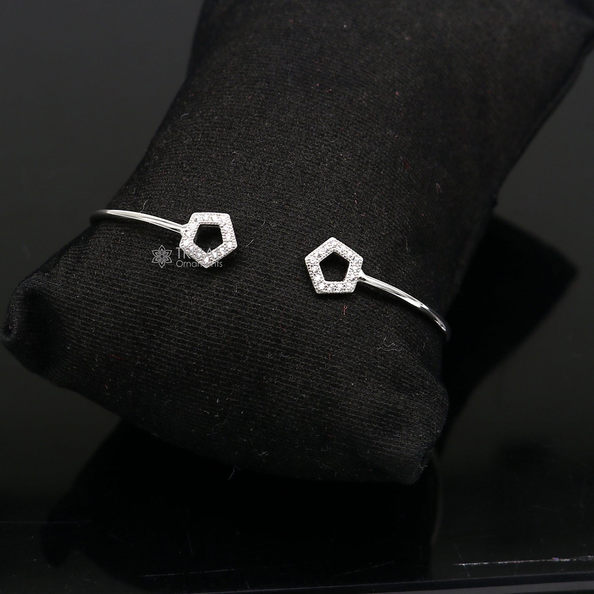 925 sterling silver handmade amazing trendy stylish girl's cuff kada bracelet, best delicate unique light weight gifting for girls cuff170 - TRIBAL ORNAMENTS