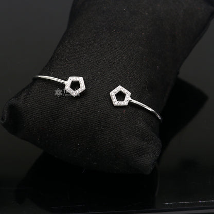 925 sterling silver handmade amazing trendy stylish girl's cuff kada bracelet, best delicate unique light weight gifting for girls cuff170 - TRIBAL ORNAMENTS