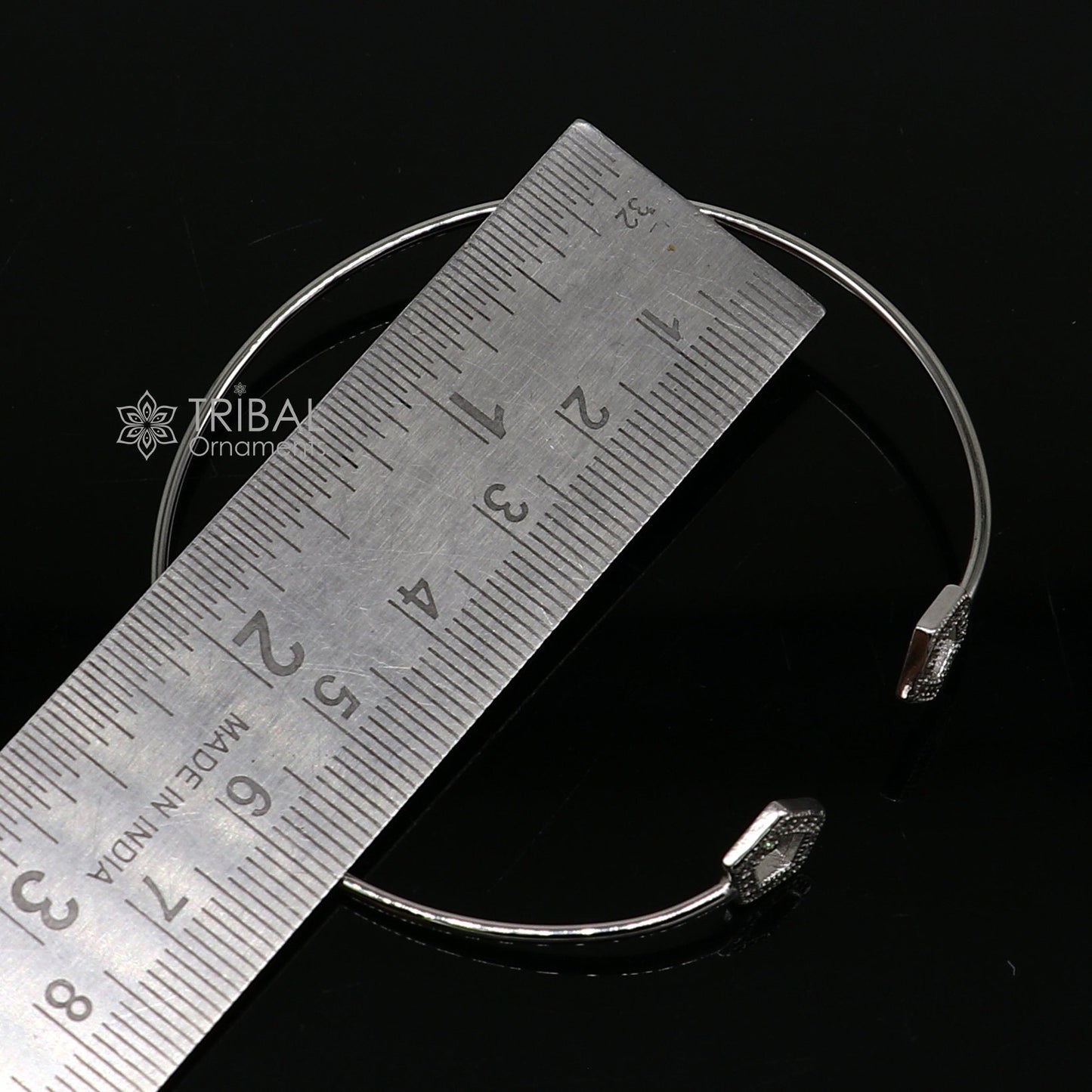 925 sterling silver handmade amazing trendy stylish girl's cuff kada bracelet, best delicate unique light weight gifting for girls cuff170 - TRIBAL ORNAMENTS