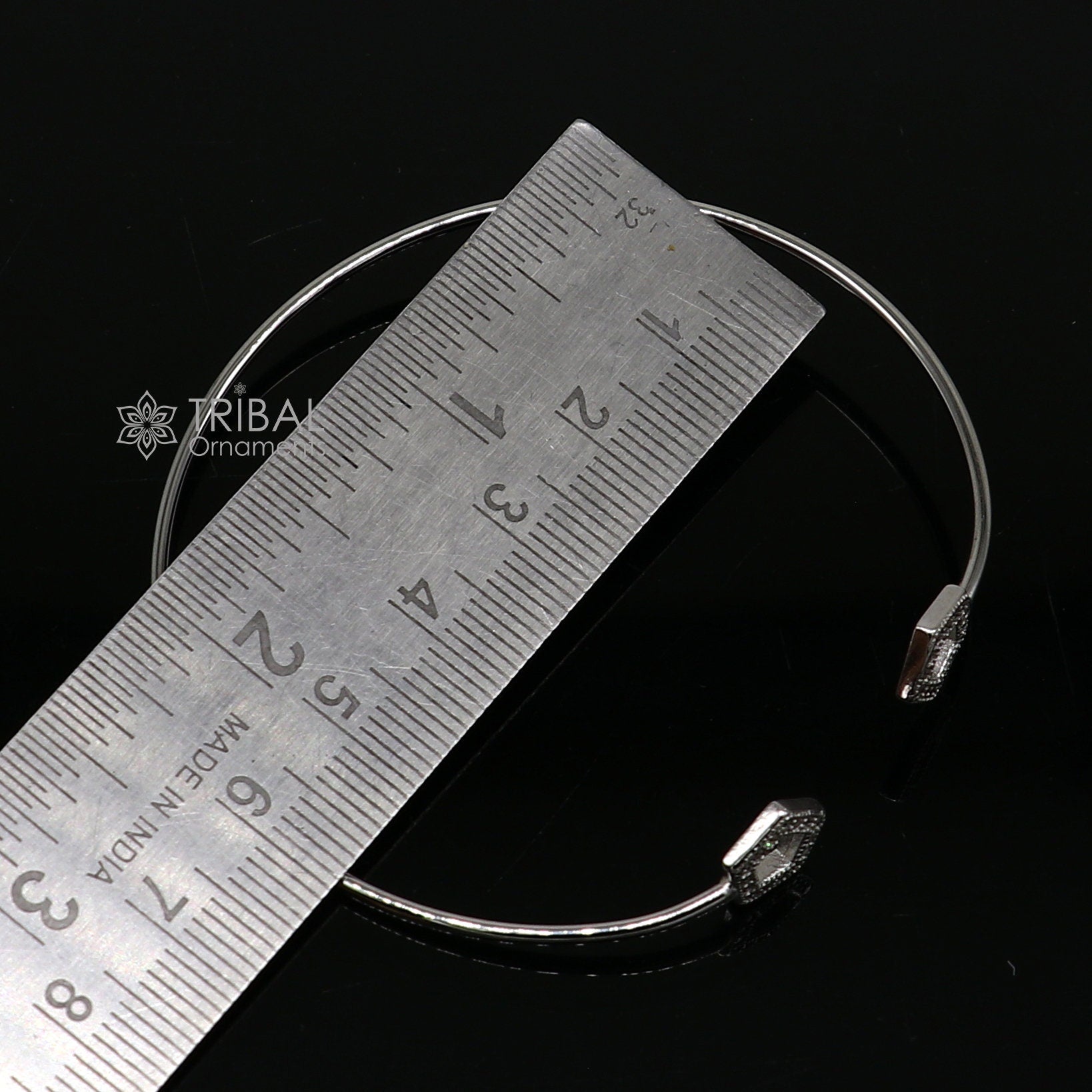 925 sterling silver handmade amazing trendy stylish girl's cuff kada bracelet, best delicate unique light weight gifting for girls cuff170 - TRIBAL ORNAMENTS