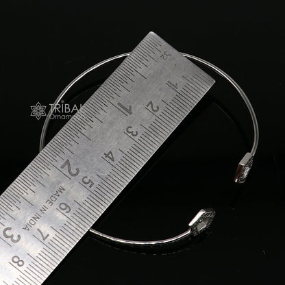 925 sterling silver handmade amazing trendy stylish girl's cuff kada bracelet, best delicate unique light weight gifting for girls cuff170 - TRIBAL ORNAMENTS