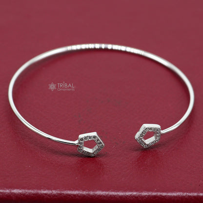 925 sterling silver handmade amazing trendy stylish girl's cuff kada bracelet, best delicate unique light weight gifting for girls cuff170 - TRIBAL ORNAMENTS
