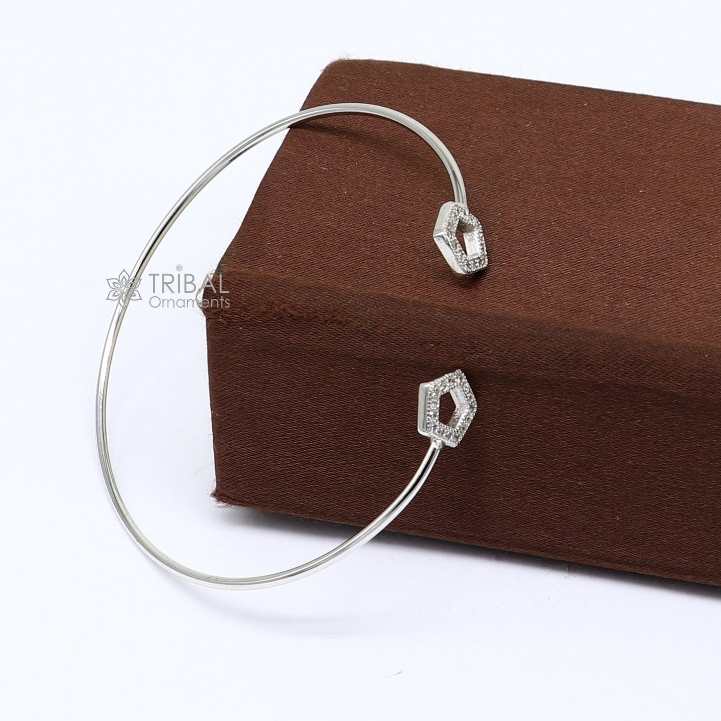 925 sterling silver handmade amazing trendy stylish girl's cuff kada bracelet, best delicate unique light weight gifting for girls cuff170 - TRIBAL ORNAMENTS