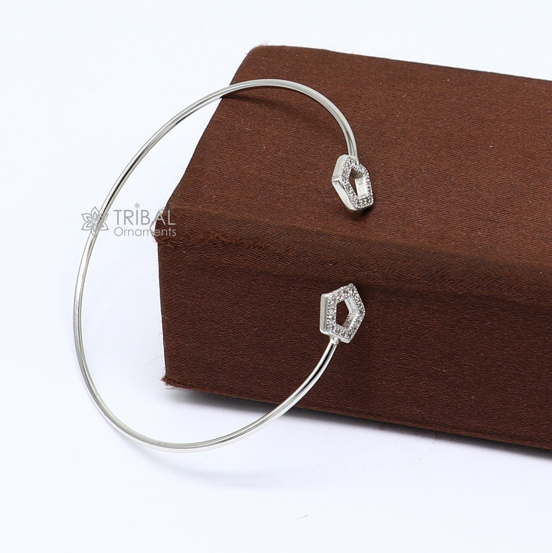 925 sterling silver handmade amazing trendy stylish girl's cuff kada bracelet, best delicate unique light weight gifting for girls cuff170 - TRIBAL ORNAMENTS