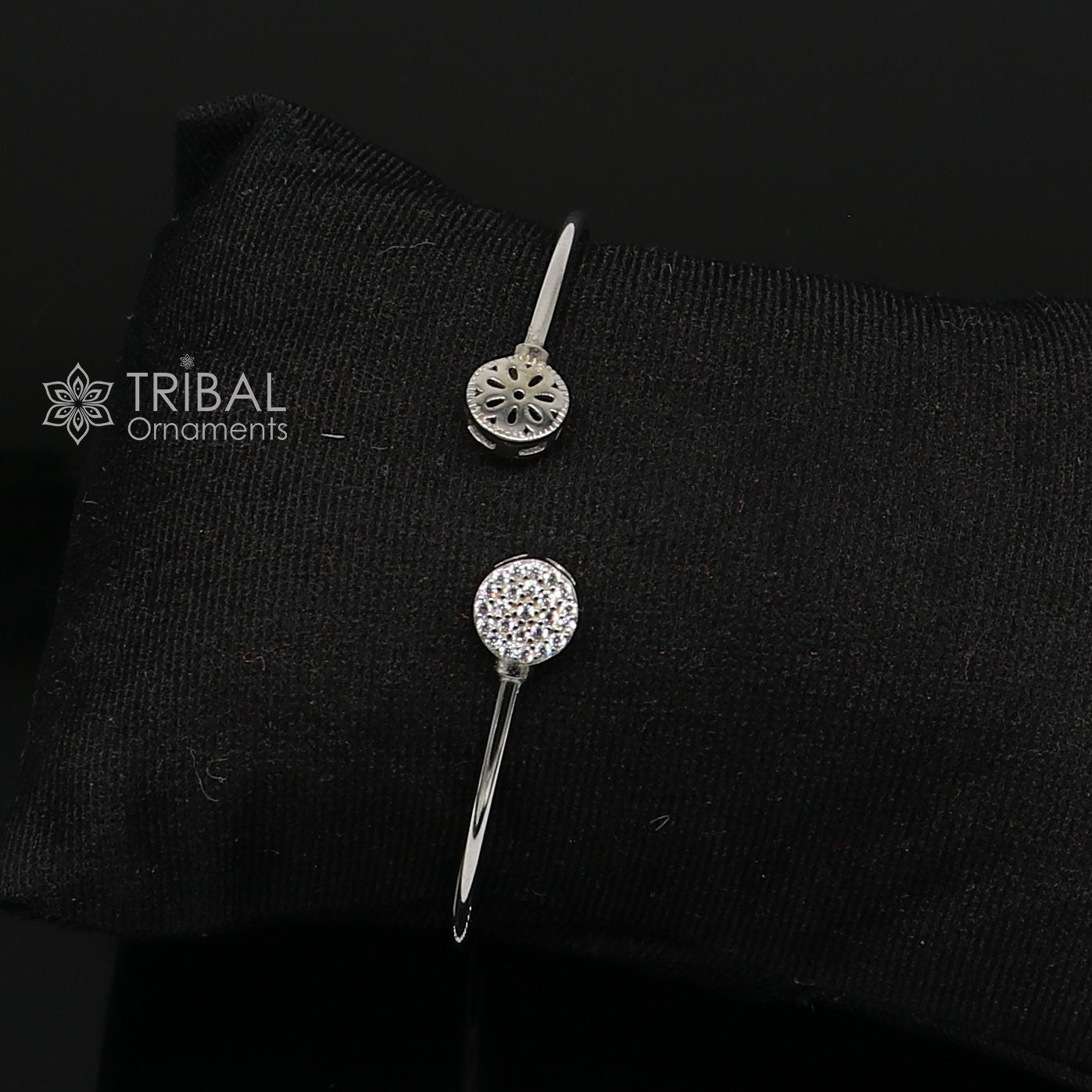 925 sterling silver handmade amazing trendy stylish girl's cuff kada bracelet, best delicate unique light weight gifting for girls cuff171 - TRIBAL ORNAMENTS