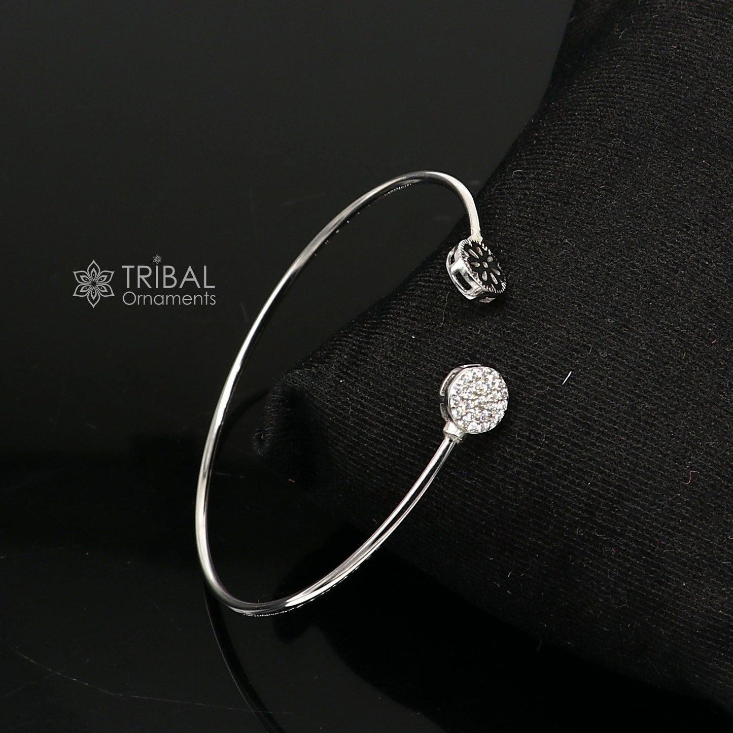 925 sterling silver handmade amazing trendy stylish girl's cuff kada bracelet, best delicate unique light weight gifting for girls cuff171 - TRIBAL ORNAMENTS