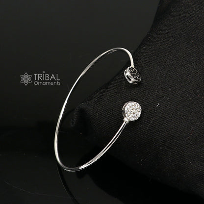 925 sterling silver handmade amazing trendy stylish girl's cuff kada bracelet, best delicate unique light weight gifting for girls cuff171 - TRIBAL ORNAMENTS