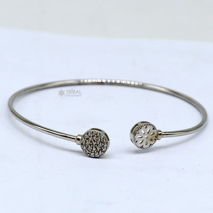 925 sterling silver handmade amazing trendy stylish girl's cuff kada bracelet, best delicate unique light weight gifting for girls cuff171 - TRIBAL ORNAMENTS