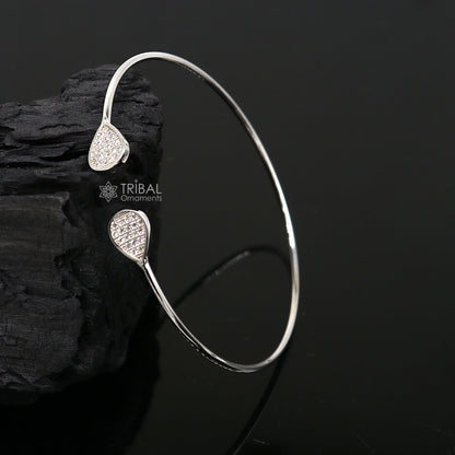Sterling silver trendy cuff bracelet by TRIBAL ORNAMENTS, lightweight and stylish handmade kada bracelet for girls.