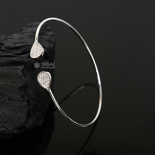 925 sterling silver handmade amazing trendy stylish girl's cuff kada bracelet, best delicate unique light weight gifting for girls cuff172 - TRIBAL ORNAMENTS