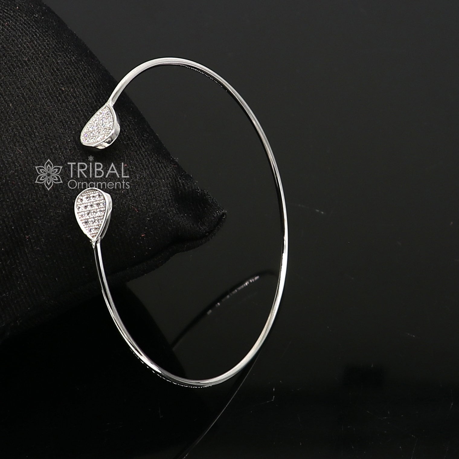 925 sterling silver handmade amazing trendy stylish girl's cuff kada bracelet, best delicate unique light weight gifting for girls cuff172 - TRIBAL ORNAMENTS