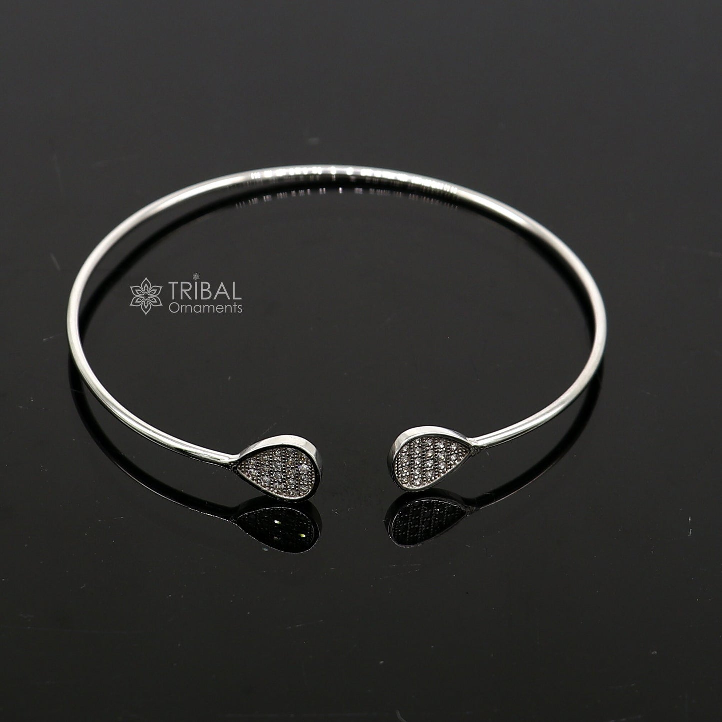 925 sterling silver handmade amazing trendy stylish girl's cuff kada bracelet, best delicate unique light weight gifting for girls cuff172 - TRIBAL ORNAMENTS