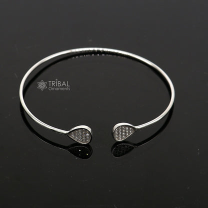 925 sterling silver stylish cuff bracelet by TRIBAL ORNAMENTS, delicate lightweight designer kada bracelet for girls.