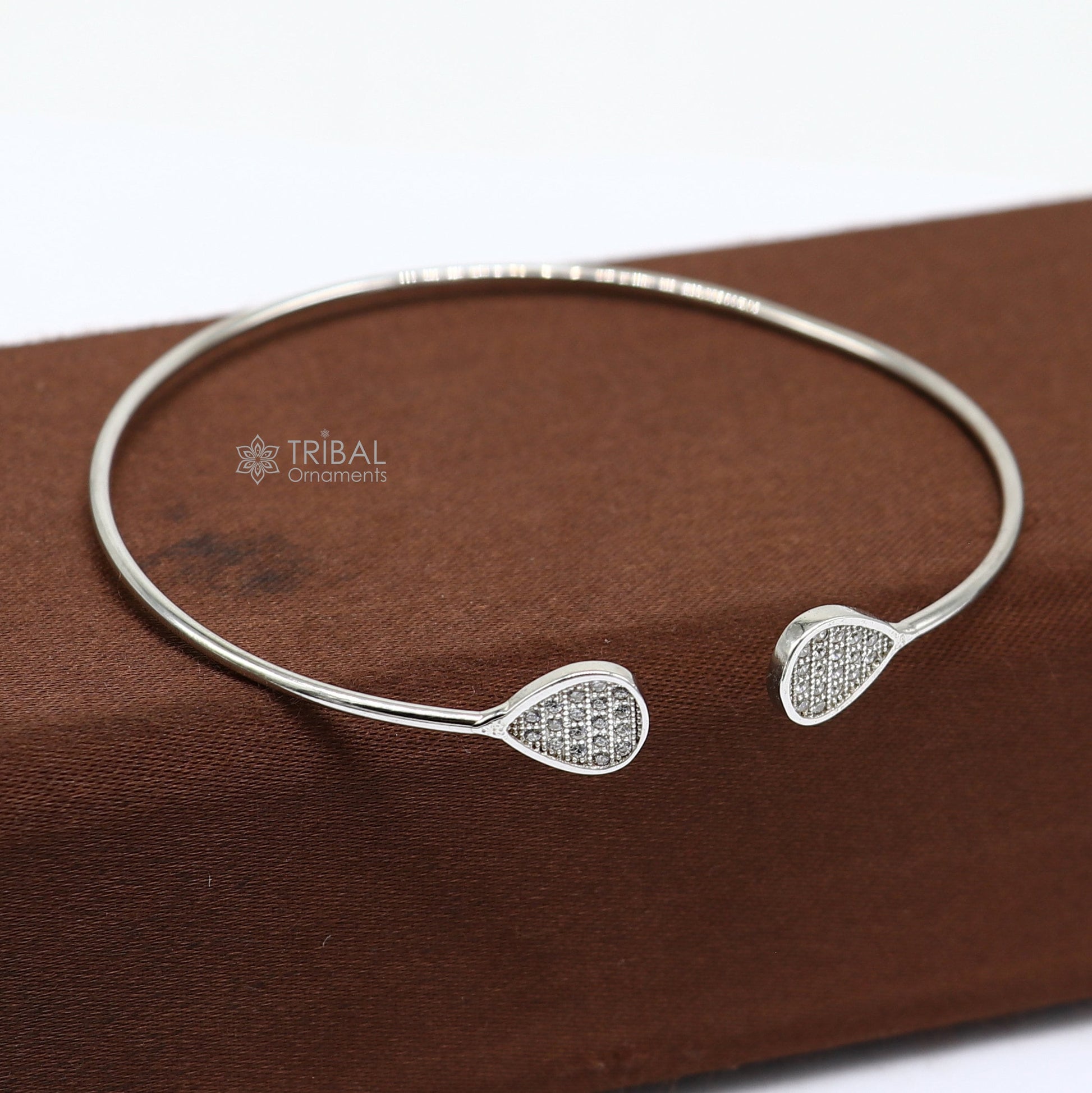 925 sterling silver handmade amazing trendy stylish girl's cuff kada bracelet, best delicate unique light weight gifting for girls cuff172 - TRIBAL ORNAMENTS