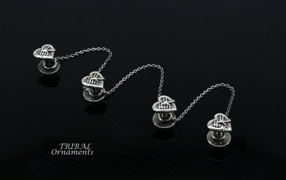 925 Sterling silver handmade amazing unique heart design shape ethnic style  design buttons for men's kurta, best gifting accessories btn17 - TRIBAL ORNAMENTS