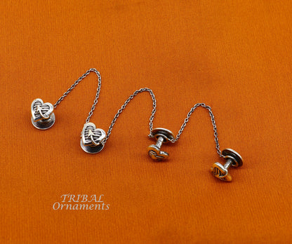 925 Sterling silver handmade amazing unique heart design shape ethnic style  design buttons for men's kurta, best gifting accessories btn17 - TRIBAL ORNAMENTS