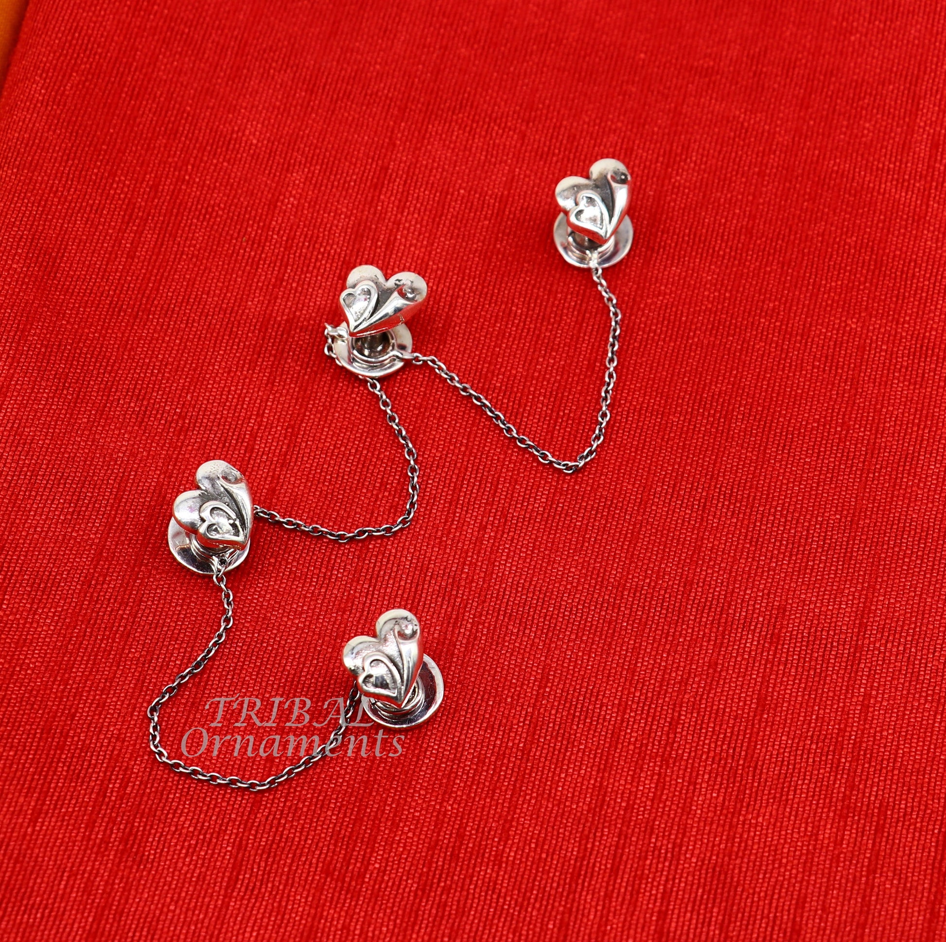 925 Sterling silver handmade amazing unique heart love shape ethnic style  design buttons for men's kurta, best gifting accessories btn13 - TRIBAL ORNAMENTS