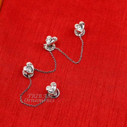 925 Sterling silver handmade amazing unique heart love shape ethnic style  design buttons for men's kurta, best gifting accessories btn13 - TRIBAL ORNAMENTS