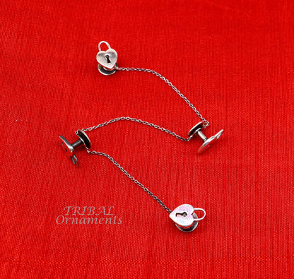 925 Sterling silver handmade amazing unique lock design shape ethnic style  design buttons for men's kurta, best gifting accessories btn16 - TRIBAL ORNAMENTS