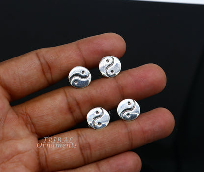 Sterling silver handmade rond design ethnic buttons for men's kurta, showcasing unique tribal ornament style.