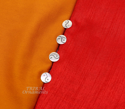 925 Sterling silver handmade rond design ethnic buttons for men's kurta, featuring unique tribal style craftsmanship.