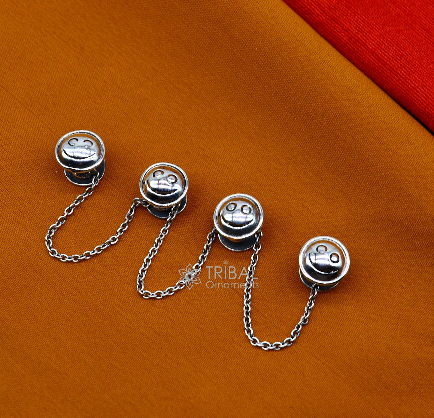 925 Sterling silver handmade amazing unique smiley round shape ethnic style design buttons for men's kurta, best gifting accessories btn32 - TRIBAL ORNAMENTS