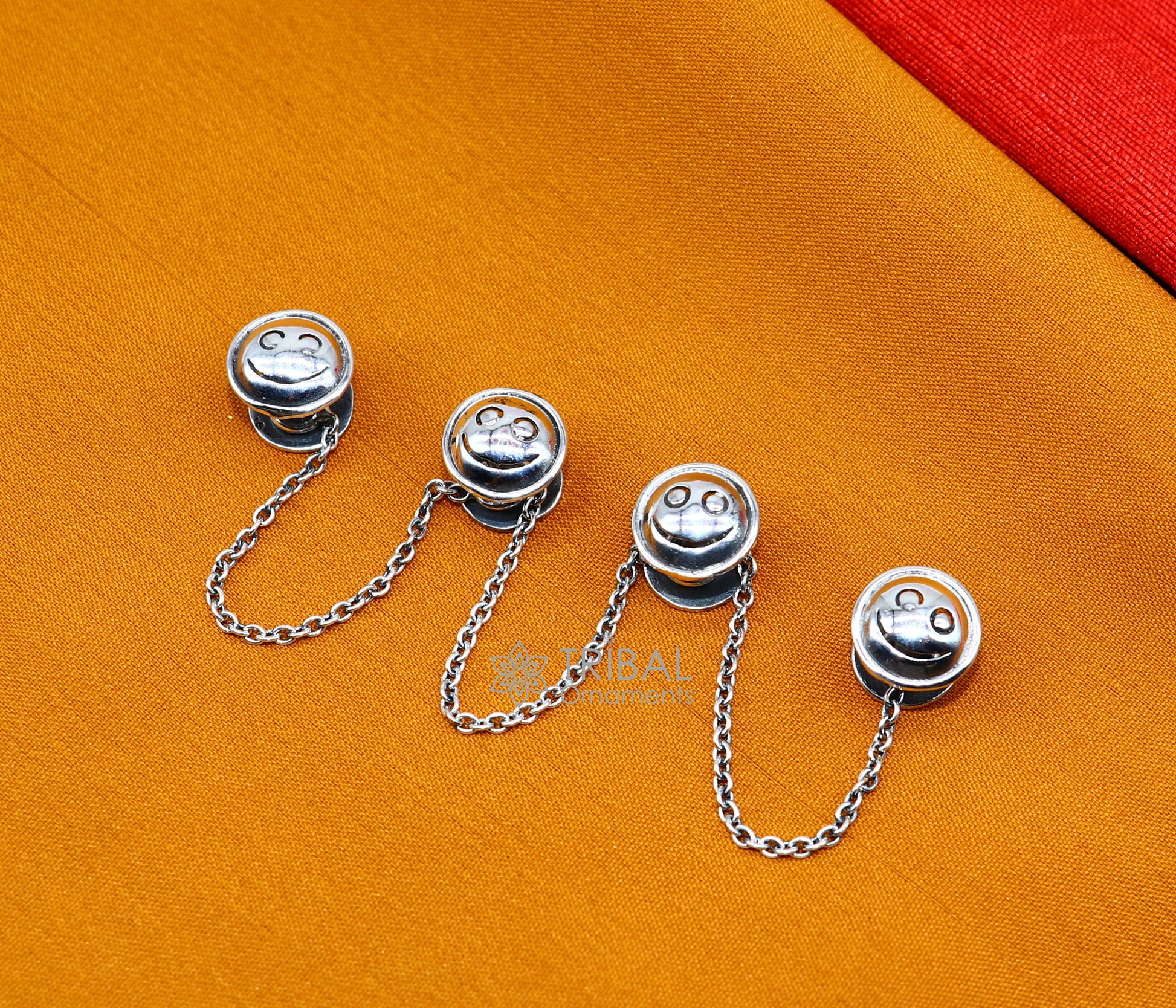 925 Sterling silver handmade amazing unique smiley round shape ethnic style design buttons for men's kurta, best gifting accessories btn32 - TRIBAL ORNAMENTS
