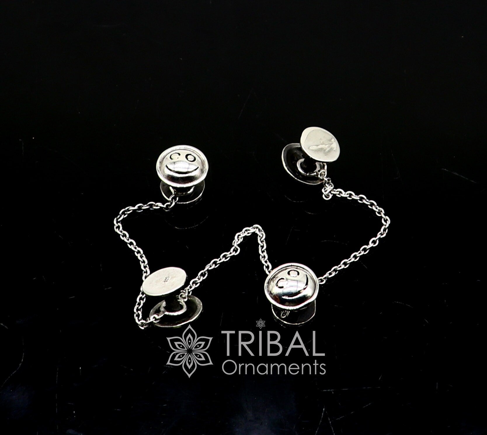 925 Sterling silver handmade amazing unique smiley round shape ethnic style design buttons for men's kurta, best gifting accessories btn32 - TRIBAL ORNAMENTS