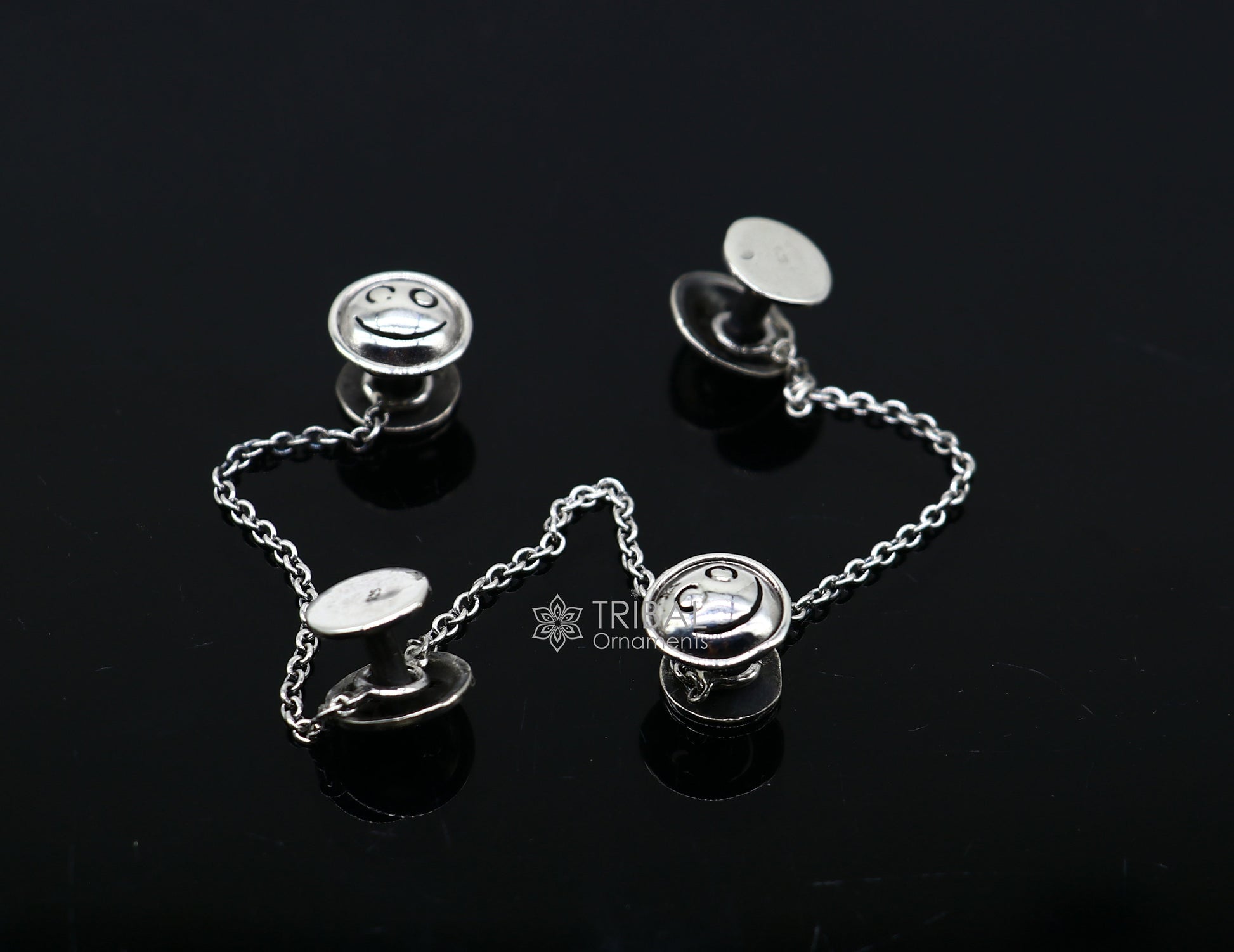 925 Sterling silver handmade amazing unique smiley round shape ethnic style design buttons for men's kurta, best gifting accessories btn32 - TRIBAL ORNAMENTS