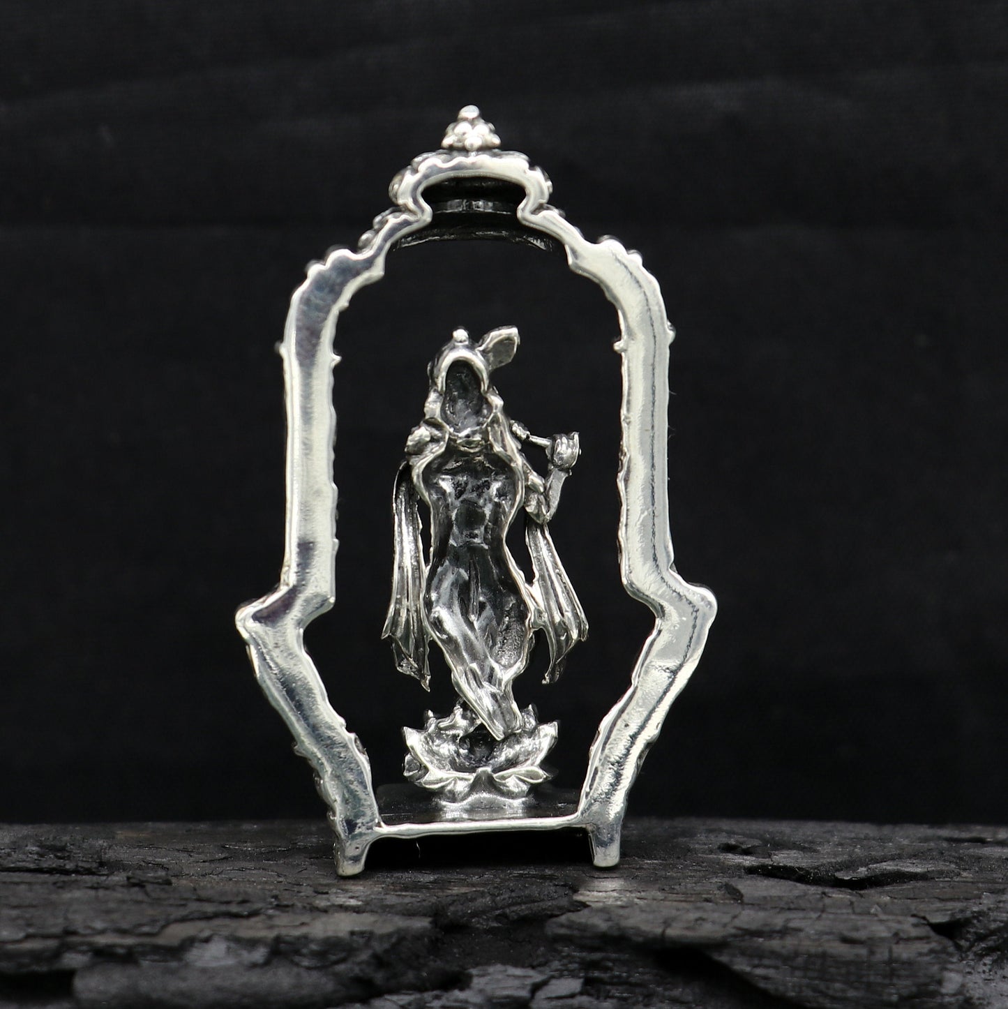 925 Sterling silver handmade antique design Idols Lord krishna with flute standing Statue figurine, puja articles decorative gift art16 - TRIBAL ORNAMENTS