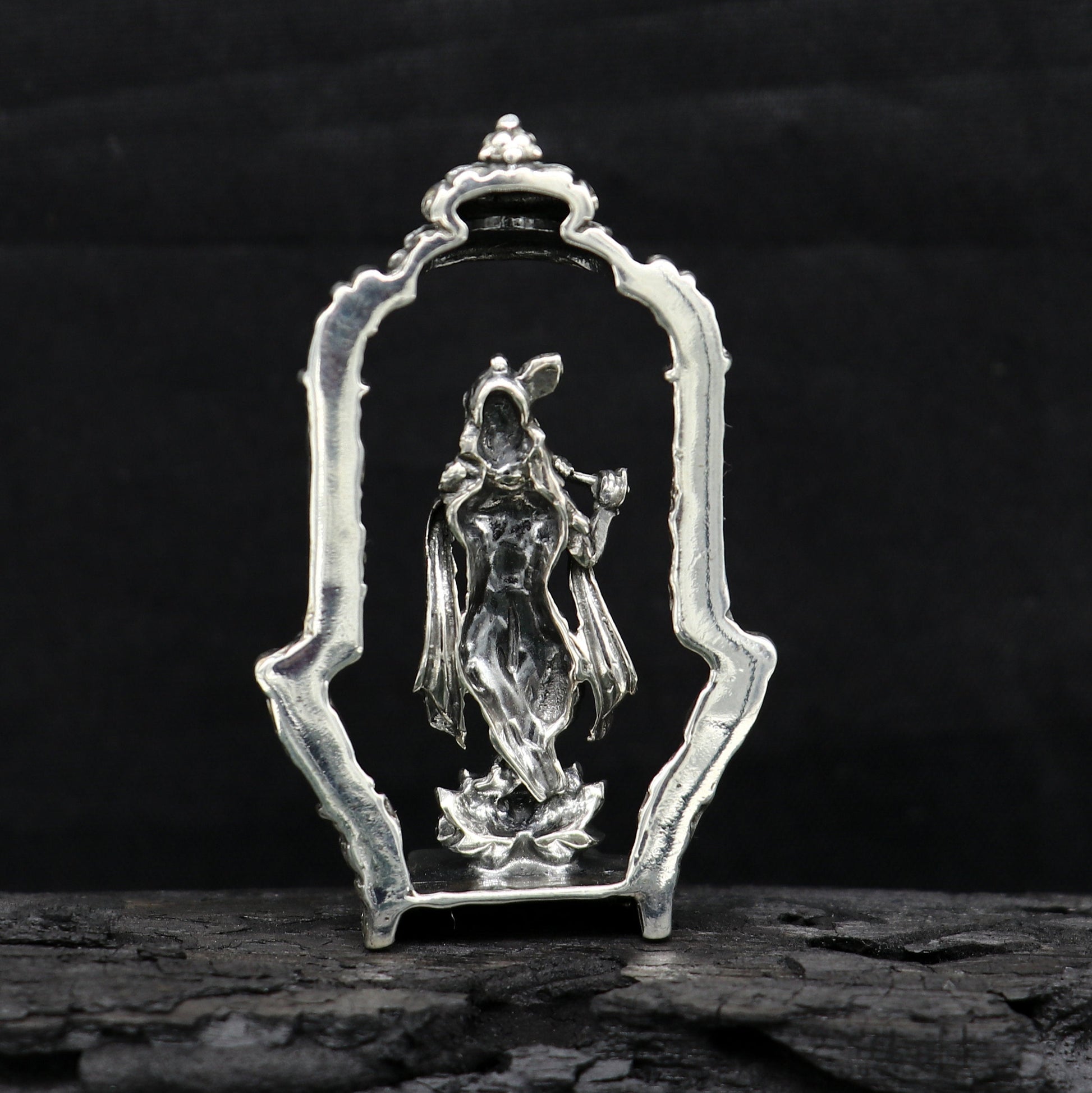 925 Sterling silver handmade antique design Idols Lord krishna with flute standing Statue figurine, puja articles decorative gift art16 - TRIBAL ORNAMENTS