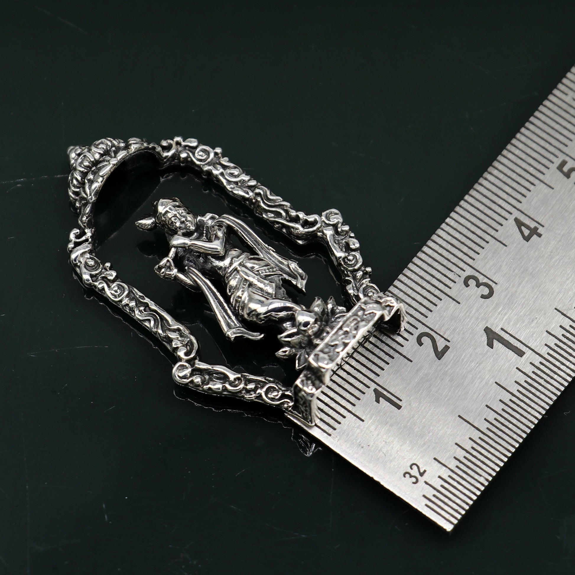 925 Sterling silver handmade antique design Idols Lord krishna with flute standing Statue figurine, puja articles decorative gift art16 - TRIBAL ORNAMENTS