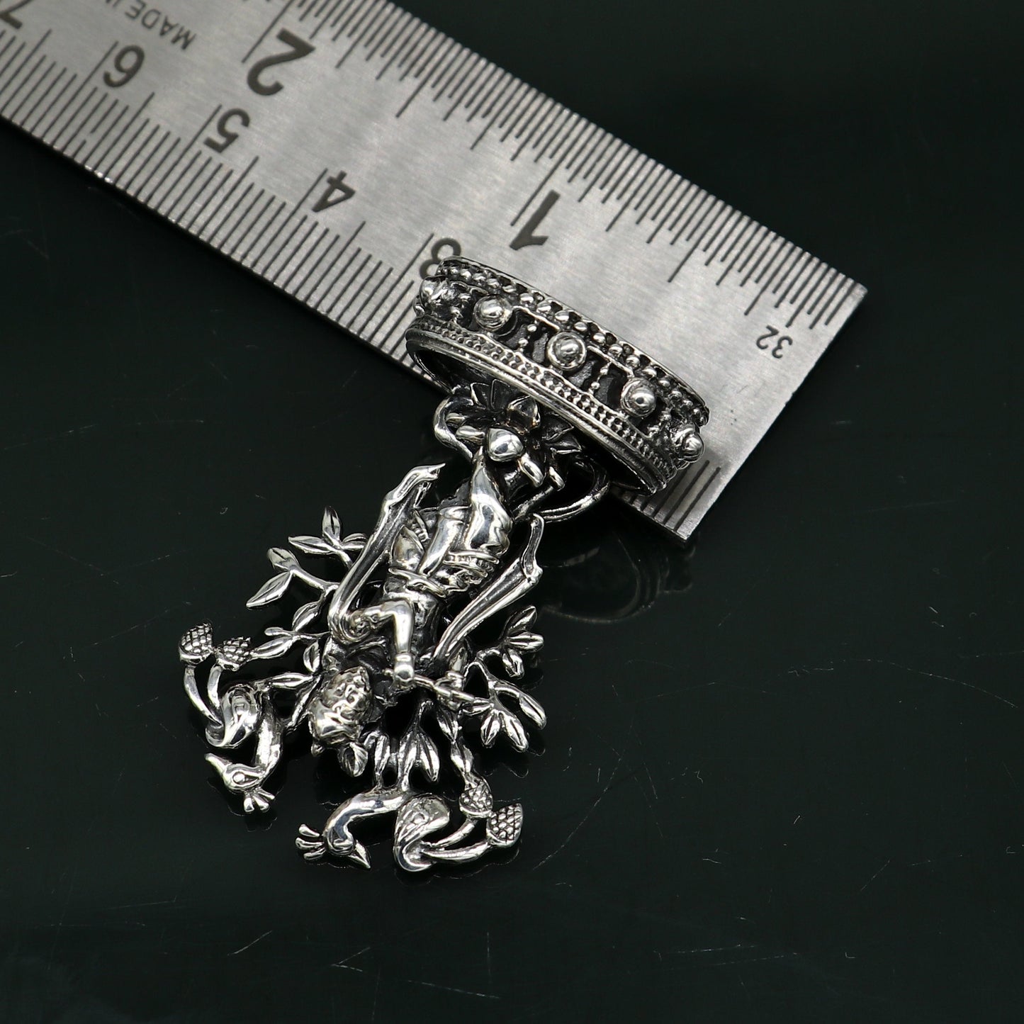 925 Sterling silver handmade antique design Idols Lord Krishna with flute standing Statue figurine, puja articles decorative gift art17 - TRIBAL ORNAMENTS