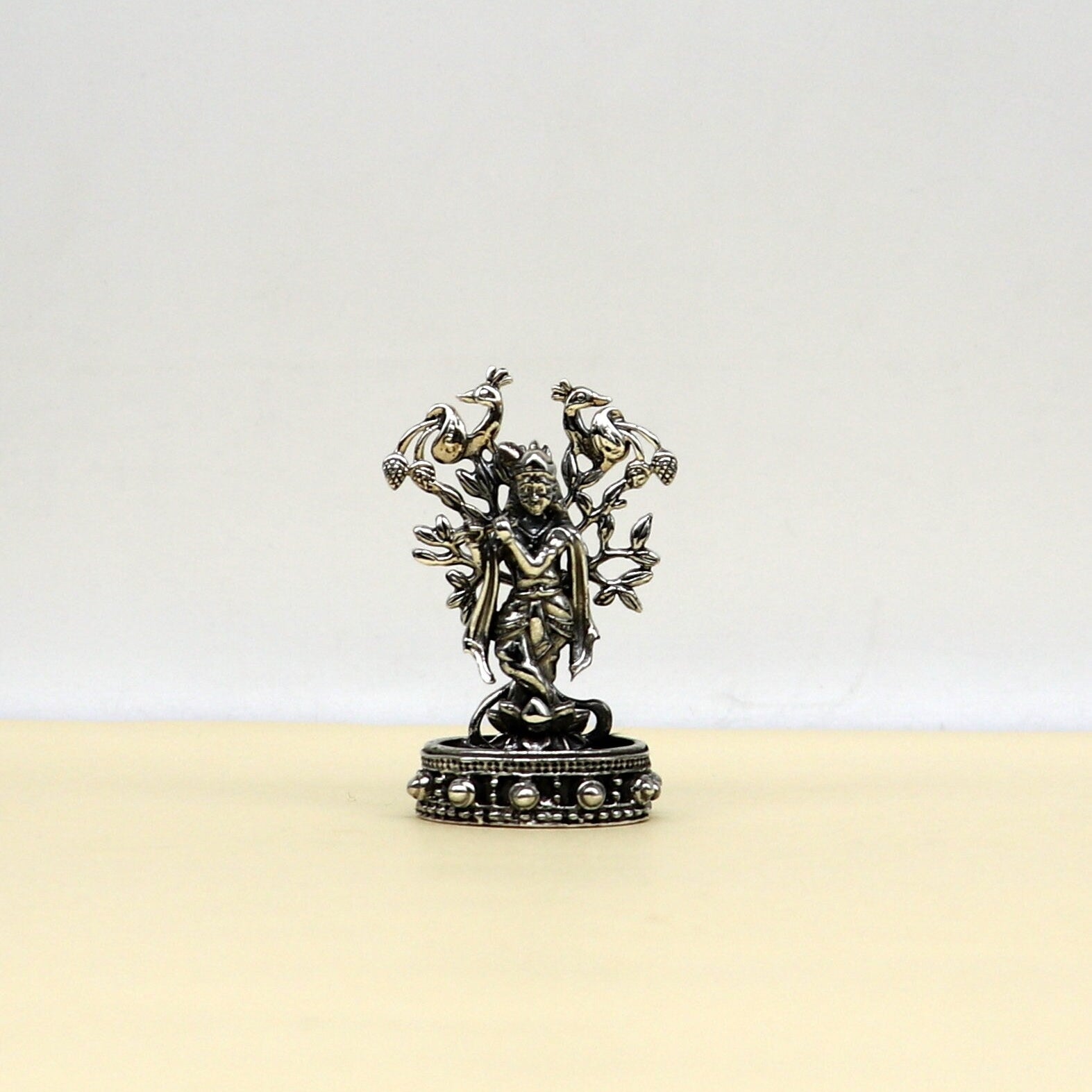 925 Sterling silver handmade antique design Idols Lord Krishna with flute standing Statue figurine, puja articles decorative gift art37 - TRIBAL ORNAMENTS
