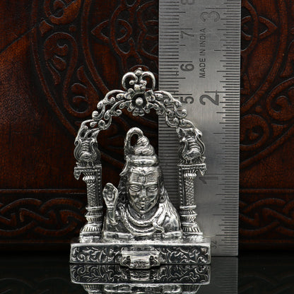 925 Sterling silver handmade Lord Shiva idol, antique look Indian Hindu statue, decorative puja figurine from Tribal Ornaments