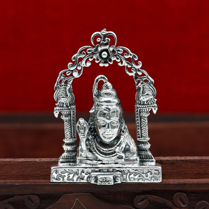 Sterling silver Lord Shiva idol statue, handmade antique Indian Hindu puja figurine, decorative gift art by TRIBAL ORNAMENTS