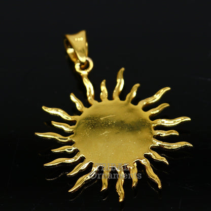 Sterling silver Aum/OM pendant with gold polish, handmade unisex jewelry by Tribal Ornaments, detailed religious symbol design.