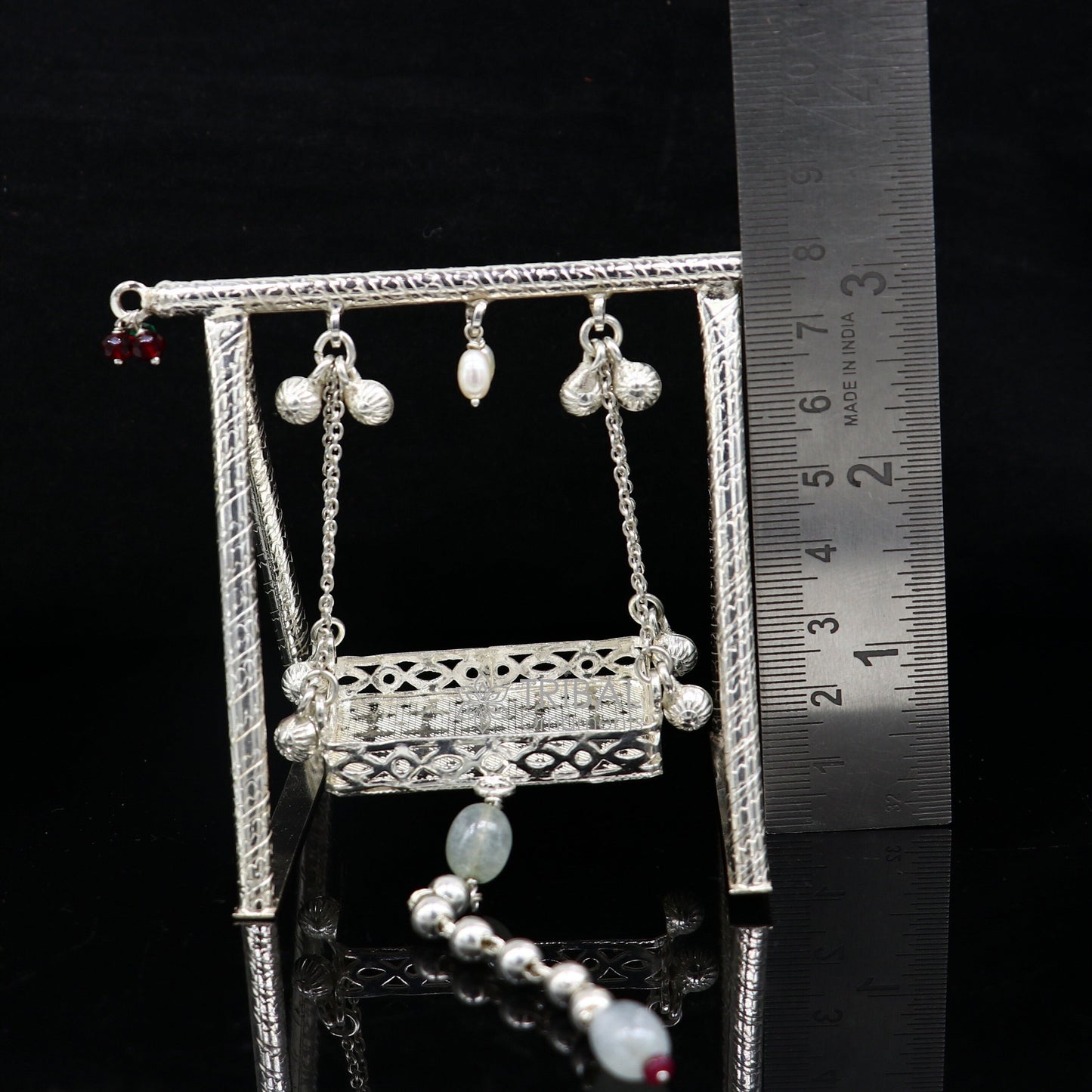 925 Sterling silver handmade Bal Gopala jhula, little Krishna swing, child Krishan Palana, silver Jhula, laddu Gopal jhula silver art su1128 - TRIBAL ORNAMENTS