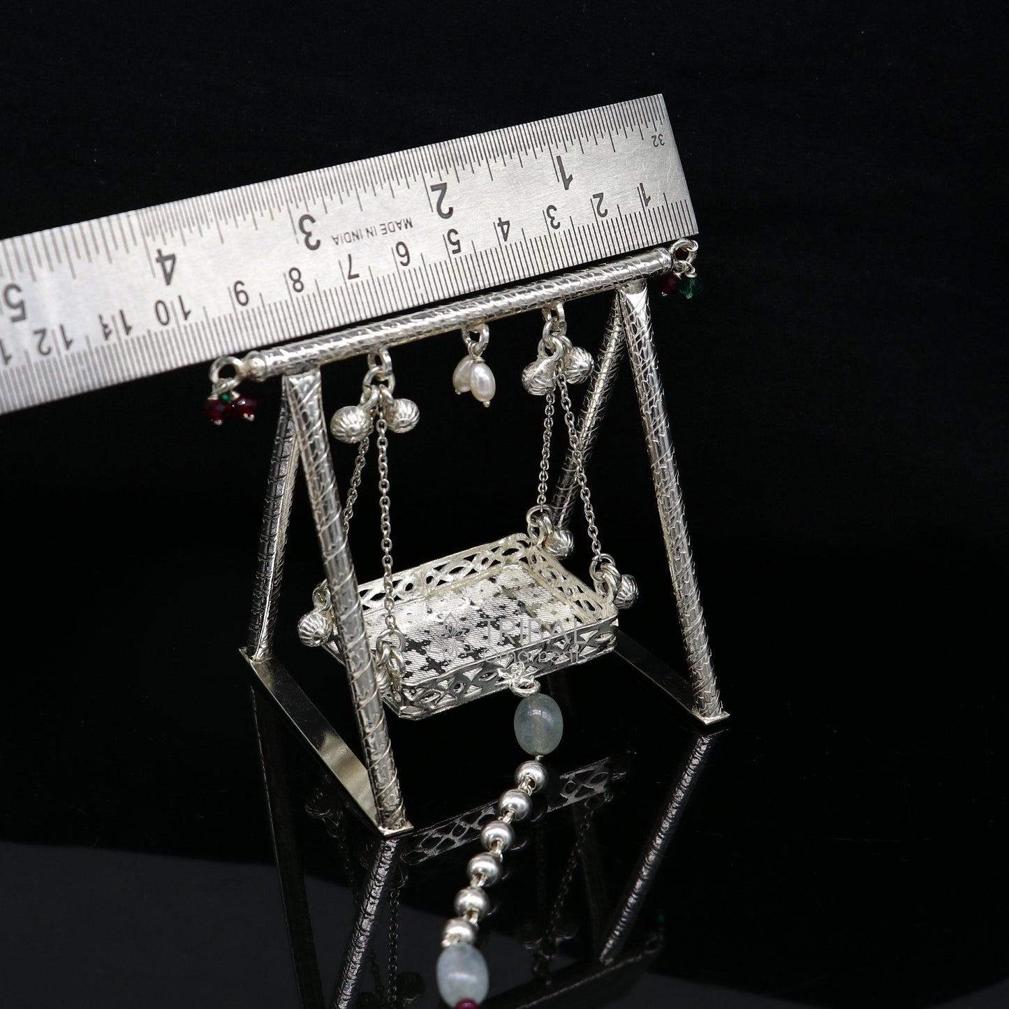 925 Sterling silver handmade Bal Gopala jhula, little Krishna swing, child Krishan Palana, silver Jhula, laddu Gopal jhula silver art su1128 - TRIBAL ORNAMENTS