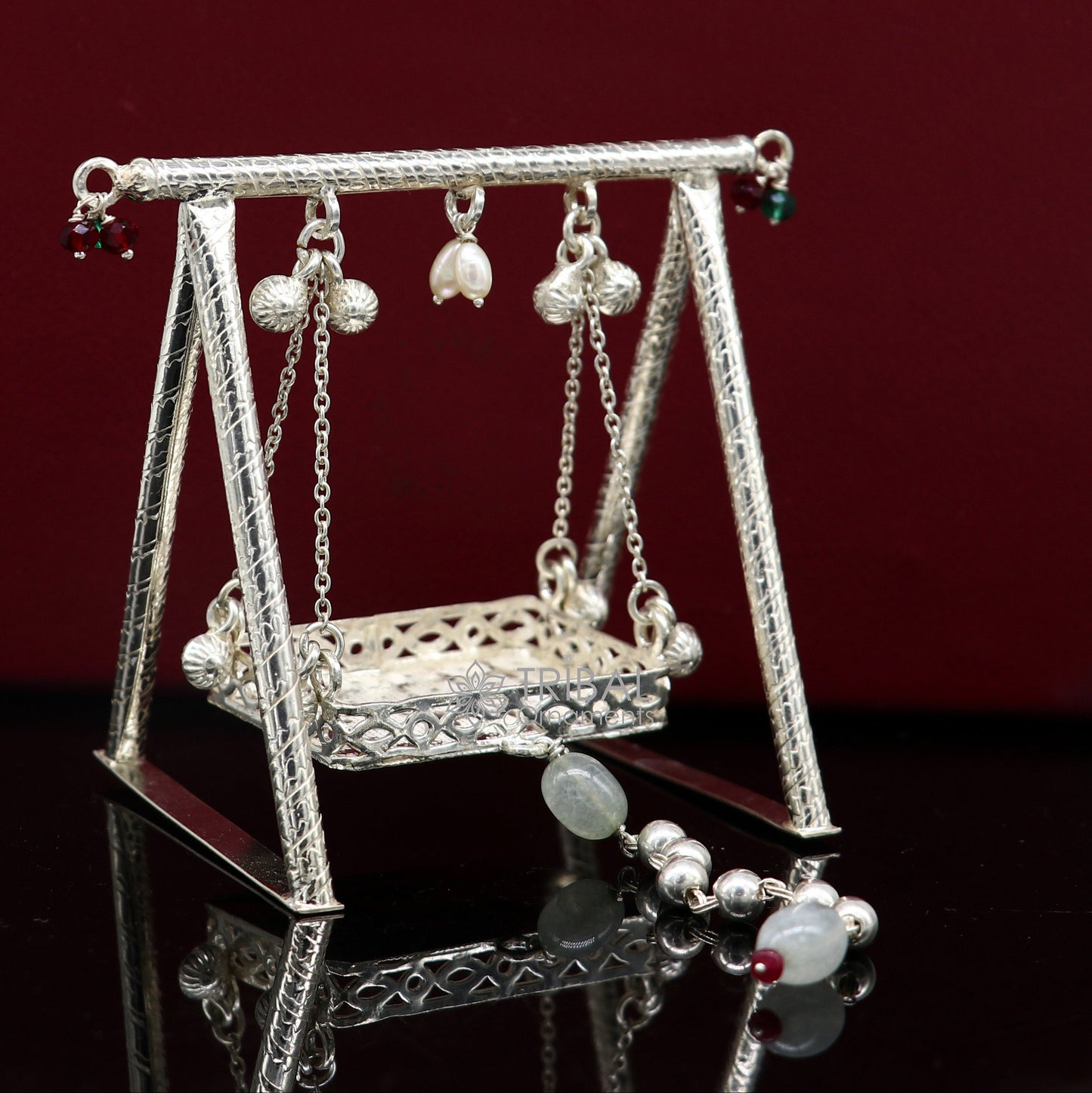 925 Sterling silver handmade Bal Gopala jhula, little Krishna swing, child Krishan Palana, silver Jhula, laddu Gopal jhula silver art su1128 - TRIBAL ORNAMENTS