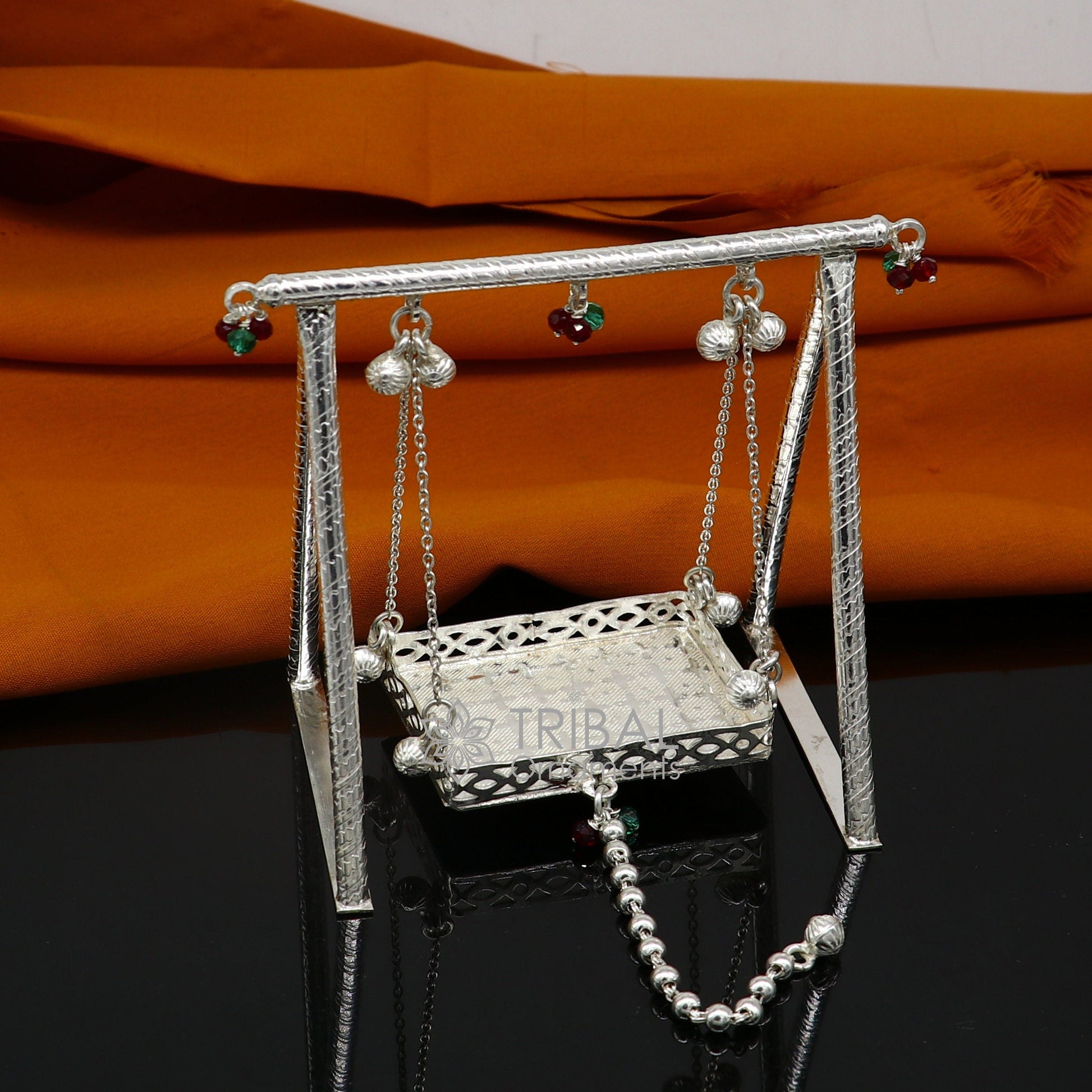 925 Sterling silver handmade Bal Gopala jhula, little Krishna swing, child Krishan Palana, silver Jhula, laddu Gopal jhula silver art su1129 - TRIBAL ORNAMENTS