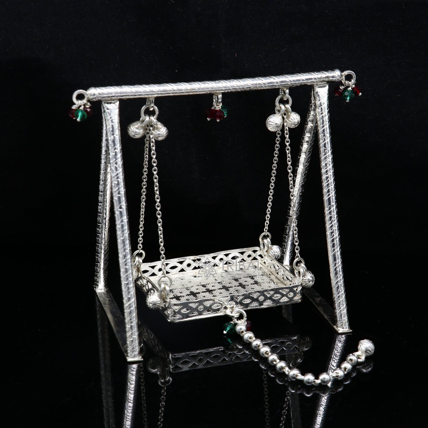 925 Sterling silver handmade Bal Gopala jhula, little Krishna swing, child Krishan Palana, silver Jhula, laddu Gopal jhula silver art su1129 - TRIBAL ORNAMENTS