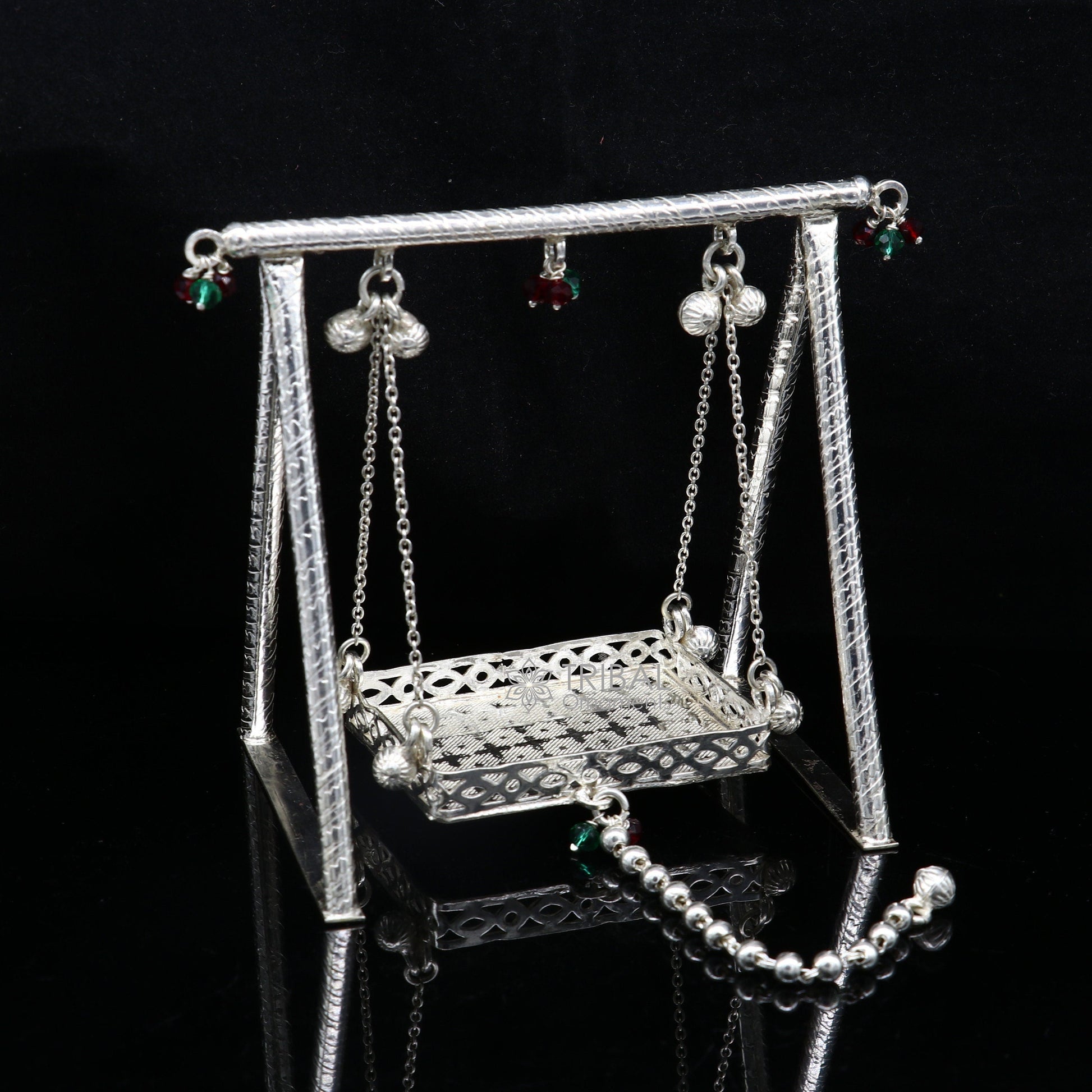 925 Sterling silver handmade Bal Gopala jhula, little Krishna swing, child Krishan Palana, silver Jhula, laddu Gopal jhula silver art su1129 - TRIBAL ORNAMENTS