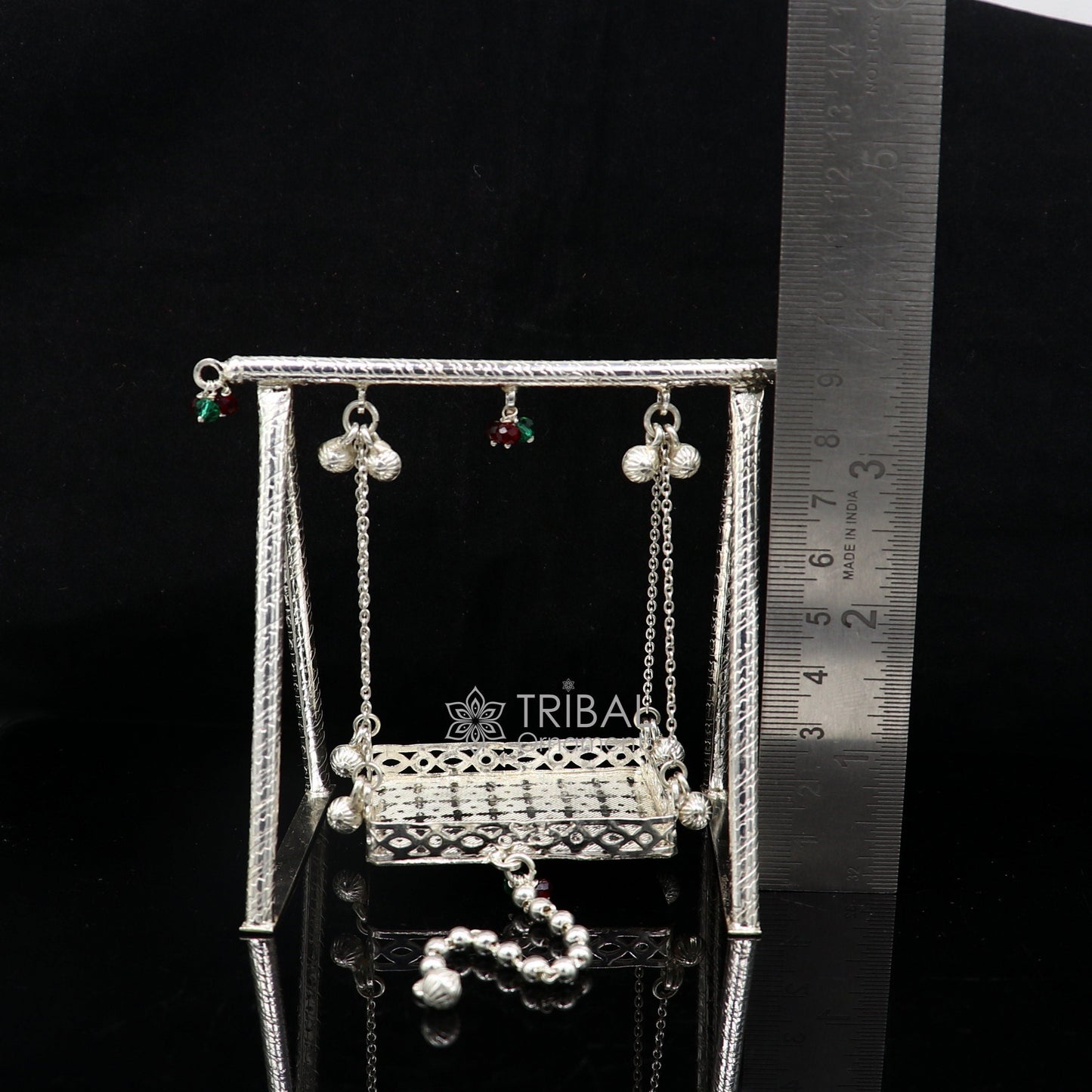 925 Sterling silver handmade Bal Gopala jhula, little Krishna swing, child Krishan Palana, silver Jhula, laddu Gopal jhula silver art su1129 - TRIBAL ORNAMENTS