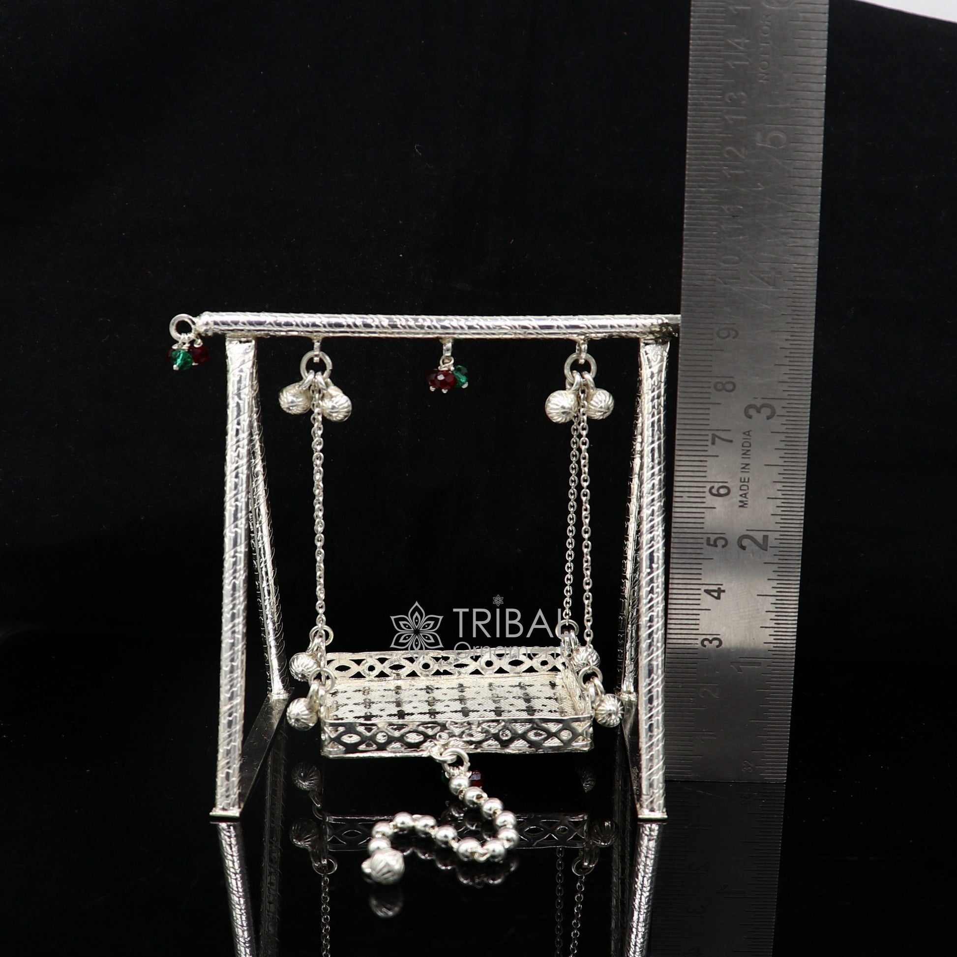 925 Sterling silver handmade Bal Gopala jhula, little Krishna swing, child Krishan Palana, silver Jhula, laddu Gopal jhula silver art su1129 - TRIBAL ORNAMENTS